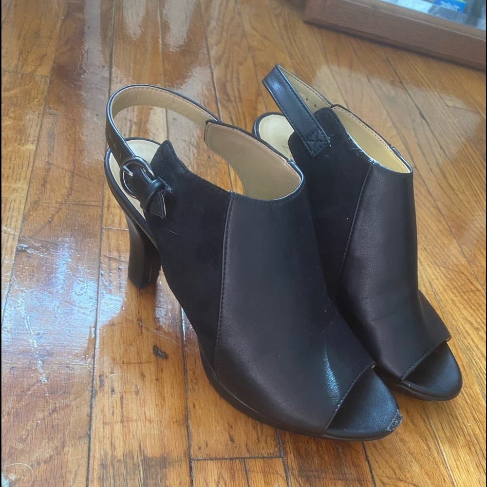 Black open toe heels